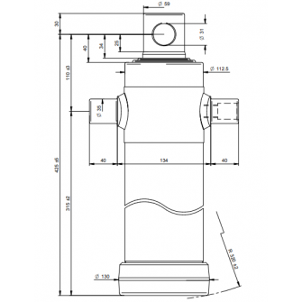 Teleskopski cilinder 3 stopnje 8 ton 893 mm z luknjo 3034F